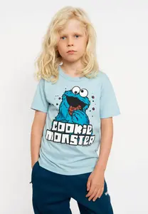 Logoshirt Футболка "Улица Сезам - Cookie Monster" с классным принтом спереди, голубой