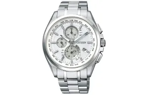 CITIZEN Attesa Collection световая подзарядка кварцевый механизм титановый ремешок мужские часы белый циферблат AT8040 57A