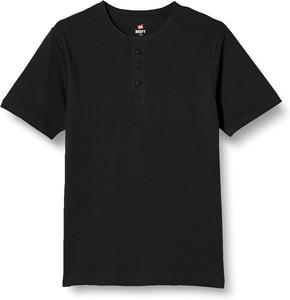 Мужская футболка Hanes HM1-T103 с эластичным ребристым воротником-стойкой, приятная на ощупь, черный