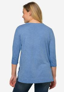 Рубашка с длинным рукавом V-Ausschnitt Saum Mit Raffung Mig LAURASØN, небесно-голубая