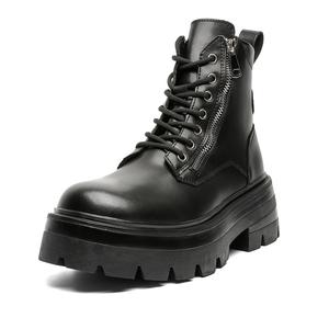 Chi Wolf Мужские зимние ботинки Martin Boot черные с меховой подкладкой, цвет Black Fleece-Lined
