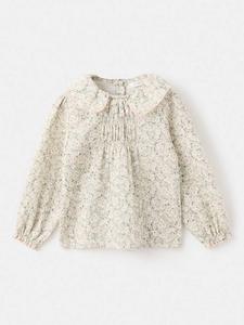 Детская блузка с длинными рукавами из чистой хлопка с цветочным принтом Mango, Green