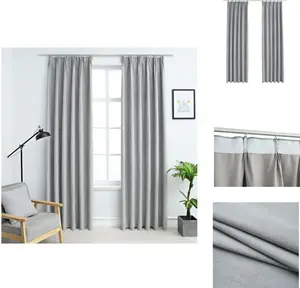 Плотные шторы с крючками, 2 шт., серые, 140 x 225 см - Шторы и портьеры vidaXL