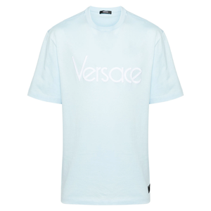 Футболка с вышитым логотипом VERSACE, синий