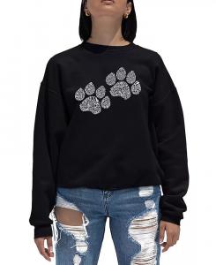 Женская толстовка Word Art Crewneck с принтом в виде лапок Woof LA Pop Art, черный