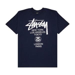Футболка Stussy World Tour 'Navy', синий