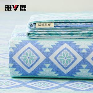 Yalu Комплект постельного белья из 3 предметов (простыня 230х240 см, 2 наволочки), цвет Blue Lian Ge, грубая хлопковая ткань