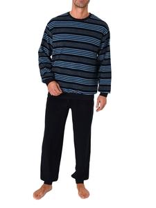 NORMANN Пижама из махровой ткани с длинными рукавами и манжетами, синего цвета