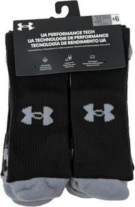 Under Armour мужские носки UA Performance Tech Cushioned Crew - набор из 6 пар, Black