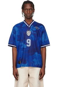 Футбольная майка с синей мировой краской Off-White, Nautical Blue