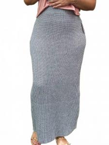 Вязаный свитер Длинная юбка-карандаш в сером цвете GEEGEE, серый