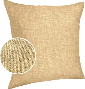 Декоративная подушка 60х60 см, чехол без наполнителя, чехол на молнии, однотонный, имитация льна, бежевый