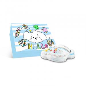 Crocs Классические туфли-сабо на платформе унисекс белого и синего цвета