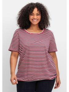 Полосатая рубашка в темно-синюю полоску sheego