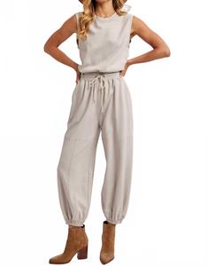 BluIvy Спортивный комбинезон без рукавов с завязками на талии, цвет экрю