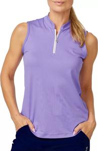 Sofibella Женская рубашка без рукавов на молнии 1/4 с воротником-стойкой