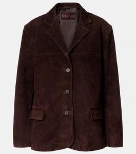 Кожаная куртка Corrine из замши Staud, Espresso