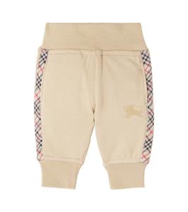 Детские спортивные штаны из хлопкового флиса с вышивкой Burberry Kids, песочный