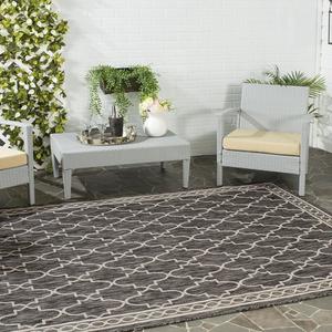 Ковер SAFAVIEH, 79 x 153 см, Washable Outdoor Courtyard Collection - , Black & Beige, Non-Shedding & Easy Cleaning, идеален для патио, заднего двора, прихожей (CY8871-36621)