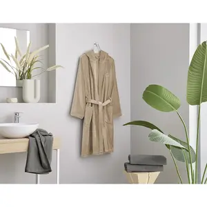 Unisex-халат Chill, идеально для сауны и спа, гостиничный халат, утренний халат 1 шт., для женщин и мужчин, однотонные цвета, два кармана, S/M, L/XL Kleine Wolke, серо-коричневый