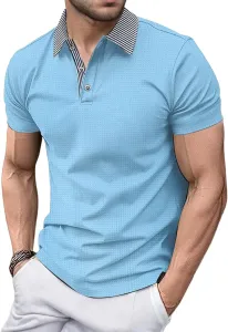 Evzosrz Мужская Поло 2025 Лето Короткий Рукав Гольф Casual Color Block Slim Fit