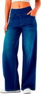 Женские джинсы wide leg с высокой посадкой, stretchy, pull on