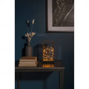 Светодиодный фонарь Рождественский декор LED-модуль 1 шт. Светодиодный стеклянный фонарь прямоугольной формы с черной деревянной подставкой Konstsmide, черный