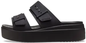 Мюли Crocs "Brooklyn Low Wedge", платформа, летняя обувь, тапочки с пряжкой, черный