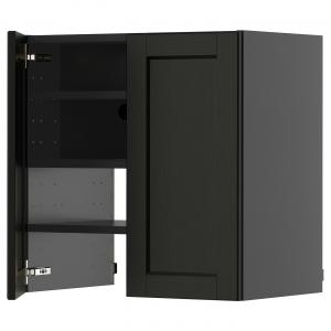 Настенный шкаф для вытяжки + полка/дверца, черно-серый/черная тонировка Lerhyttan, 60x60 см IKEA Metod