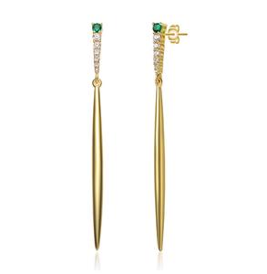 Серьги-подвески в форме сосульки с родиевым покрытием, фианитами и бриллиантами из стерлингового серебра Genevive, зеленый