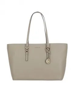 Бежевая кожаная сумка через плечо с ручками Michael Kors, бежевый