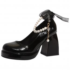 Массивные туфли на высоком каблуке 9 см женские K KANGXUANAN, черный