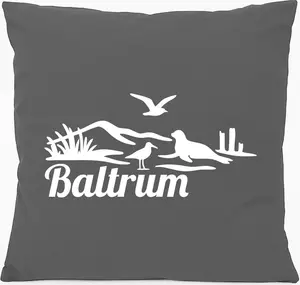 Подушка для дивана Huuraa Baltrum Beach Motif Gift 40x40 см с наполнителем из хлопка стального серого цвета Baltrum Souvenir Hellweg Druckerei