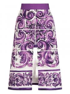 Dolce & Gabbana юбка миди с принтом Maiolica, белый