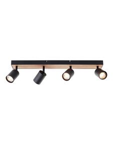 Brilliant Светодиодная балка-прожектор Jello Wood - 4 лампы, черный/дерево, с регулировкой яркости, теплый белый свет