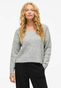 Джемпер VILA VILAMPE VNECK , Medium Grey Melange/Dark Grey