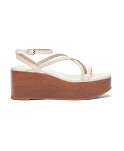 Босоножки на плетеной танкетке Stuart Weitzman, бежевый