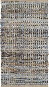 Ковер SAFAVIEH, 69 x 122 см, Cape Cod Collection, Natural & Blue, ручной работы плоского плетения из плетеной джута, идеально подходит для помещений с высокой проходимостью в прихожей, гостиной, спальне (CAP352A)