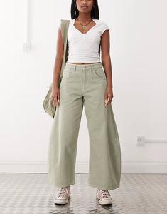 Джинсы-бочонки Reclaimed Vintage Denim фисташкового цвета