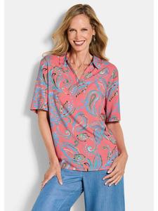 GOLDNER Укороченный размер: блузка-рубашка/блузка без застежек с узором пейсли кораллового цвета / с рисунком