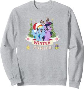 Толстовка с изображением рождественской елки и пони из мультфильма «Мой маленький пони: Дружба - это волшебство» My Little Pony, серый