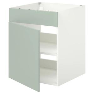 Напольный шкаф для варочной панели с дверцей ENHET IKEA, 60x62x75 см, цвет white/pale grey-green
