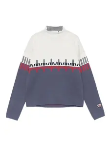 Свитер с высоким воротником и узором Rossignol, синий