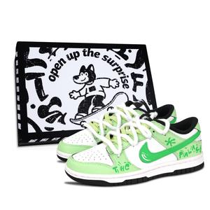 Nike Кроссовки для скейтбординга Dunk Black White, Ideal Home, износостойкие, низкие, унисекс, зеленые