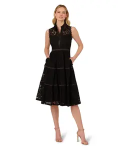 Бесшовное кружевное платье Adrianna Papell, черный