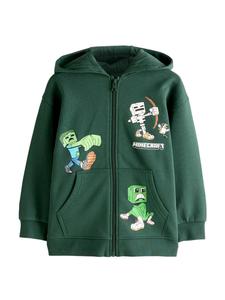 Next Толстовка с капюшоном на молнии 'Minecraft' в светло-зеленом, темно-зеленом