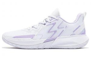 361° Биг3 командные амортизирующие износостойкие дышащие низкие баскетбольные кроссовки мужские бело-фиолетовые