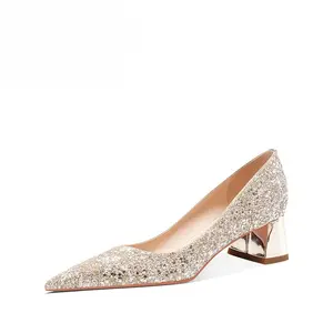 Xingdiman Женские туфли на каблуке золотые 4 см, цвет Gold 4cm