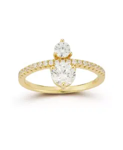 Кольцо из стерлингового серебра с 14-каратным золотом и двумя камнями Rachel Zoe, gold