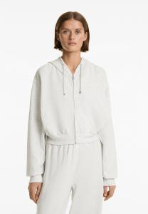 Толстовка на молнии SOFT TOUCH RIB CROP HOODED OYSHO, цвет Mottled Light Grey